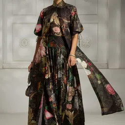 Rivaar By Rocky Star Printed Top Shrug With Skirt Co-Ords-image-48