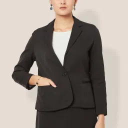 Women Solid Single Breasted Formal Blazer-image-11