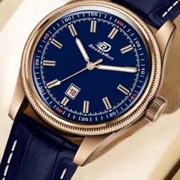DOUBLERUN Men Dial & Leather Bracelet Style Straps Analogue Multi Function Watch H05N6011-13