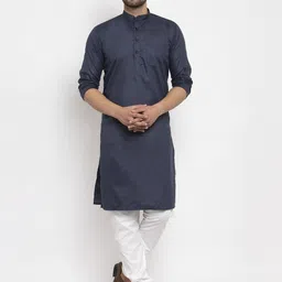 Attigo Men Mandarin Collar Cotton Straight Kurta-picture-48