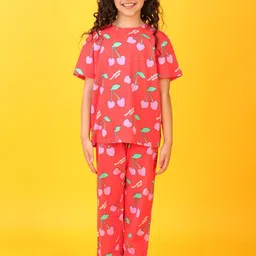 YK Girls Conversational Printed T-shirt & Pyjama Night suit-picture-24