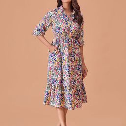Fashfun Floral Printed Fit & Flare Midi Dress-70