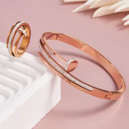 GC Jewelery Rose Gold-Plated Bracelet & Ring Set-image-2