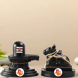 DARIDRA BHANJAN Black Shivling Nandi Religious Idol Showpiece-27