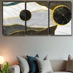 Myntra Elegant Homes White & Black 3 Pieces Abstract Wall Arts-image-99
