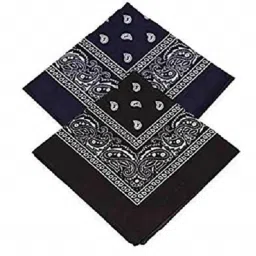 PAROPKAR Bandanas 22 X 22 Inch 100% Cotton Novelty Double Sided Print Paisley Cowboy Bandana Party Favor Scarf Headband Handkerchiefs ["Black Blue"] Handkerchief-image-94