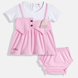 BABYMAX Infant Girls Sequined Pure Cotton Pinafore Dress With Bloomers-image-57