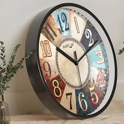 RANDOM Black & Brown Printed Contemporary Wall Clock-image-83