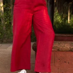 Creatures of Habit Women Oversized Loose Fit High-Rise Linen Wide Leg Trousers-image-97