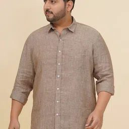 John Pride Spread Collar Linen Plus Size Casual Shirt-image-47
