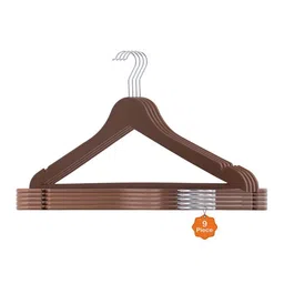 Kuber Industries 9-Pcs Brown Rotatable Clothes Hangers-10