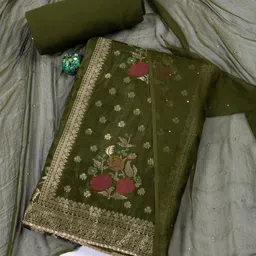 Meena Bazaar Art Silk Unstitched Dress Material-image-59
