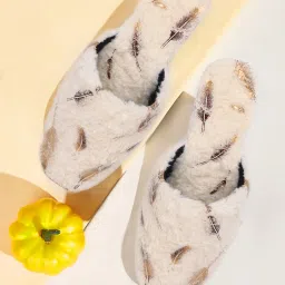 Winter Comfortable Indoor Outdoor Heavy Sole Star Printed Fur Slipper Women Slippers-image-51