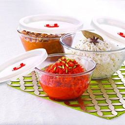Borosilicate Glass Storage Bowl 3pc Mixing bowl W lid 0.5+0.9+1.3-image-59