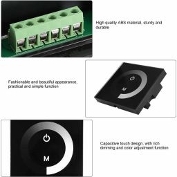 dhruv-pro Touch Panel LED Light Dimmer Controller Switch, DC12V-24V 8A Wall-Mounted Touch Panel Brightness Adjustable M003 8 A Sliding 8 A Sliding Dimmer image 2
