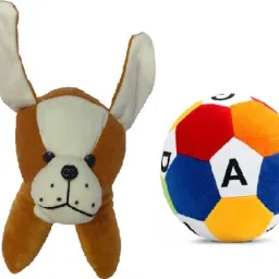 Stuffed Soft Toys plush Dog (25cm) & alphabet football(25cm) combo for kids- 25 cm-5