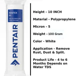 pentair RO Filter Kit with 10 Inch Spun Filter | PP Spun Cartridge | 100gm Weight Solid Filter Cartridge image 2