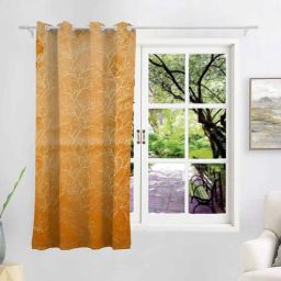 the conversion Gold Velvet Abstract 5ft Room Darkening Eyelet Window Curtain (1 Pc)-picture-23