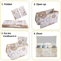 Kuber Industries White 3 Pieces Printed Drawer Organisers With Transparent Lid image 4