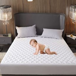 rakhi home decor White Polycotton Water Resistant King Mattress Protector-image-24