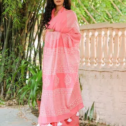 JAIPURI PRINT Pure Cotton Block Printed o Border Saree image 4