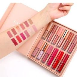 SUNISA Set Of 12 Long Lasting Matte Liquid Lipsticks - 2.5 ml Each- Red- Pink & Nude-41