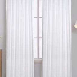 Lushomes White Set of 2 Striped Window Curtain-26