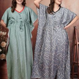 KLOTTHE Multi Cotton Blend Nightdress-image-91