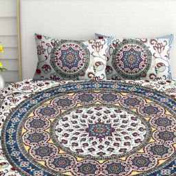 Spangle Blue & White Printed Cotton 260 TC King Bedsheet Sets -2.74 m x 2.54 m,-image-41