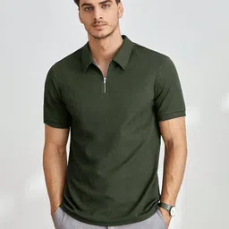 Imsa Moda Men Self Design Polo Collar Slim Fit T-shirt-image-82