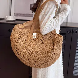 NFI essentials Ethnic Motifs Textured Structured Hobo Bag With Tasselled image 2