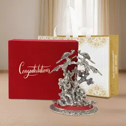 INTERNATIONAL GIFT Silver-Toned Radha Krishna Religious Idol Showpiece-image-90