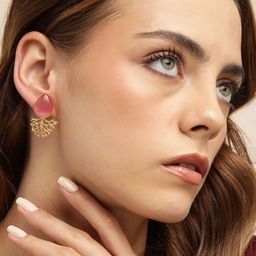 Anouk Gold-Plated Artificial Stones Studded Teardrop Shaped Drop Earrings-47