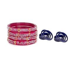 SOMIL Set of 12 Pink Alloy Bangles-image-81
