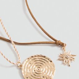 MANGO Set of 2 Sun & Circular Pendant Necklace image 2