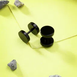 The Roadster Lifestyle Co Men Rhodium-Plated Circular Studs-image-38