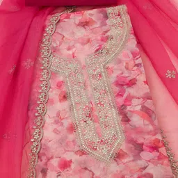 Soch Floral Printed Organza Unstitched Dress Material-image-57