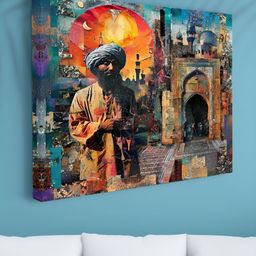 Livin'luxe Beige & Orange Traditional Mughal Street Canvas Wall Art-picture-18