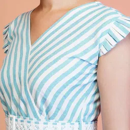 TextileNow Striped Flutter Sleeve Midi Dress image 3