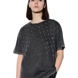ONLY Women Solid Round Neck Cotton T-shirt-image-90