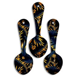 SEHAZ ARTWORKS Set Of 3 Yellow & Black Printed Wooden Wall Hanging Decor-image-68