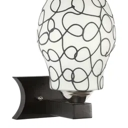 Somil Premium Designer Glass Wall / Night Lamp Elegant & Stylish Dcor Accent for Modern Interiors, color- Black, White, Size:- 19.5 X 27 X 28 CM-69