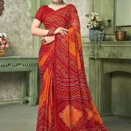 Pandadi Saree Bandhani Printed Sarees With Unstitched Blouse Piece-picture-17