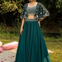 AJIESH OBEROI Embroidered Crop Jacket With Skirt Co-Ords-image-60