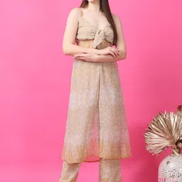 JAKANARY Printed Shoulder Straps Top With Trousers-image-51