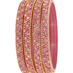 ZULKA Set of 8 Glass Studded Zircon Gemstone and Beads Bangles image 4