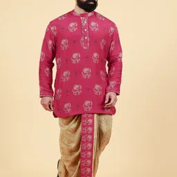 UDD Men Floral Printed Kurta with Dhoti Pants-picture-37