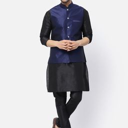 TS LIFESTYLE Men Dupion Silk Kurta with Pyjamas & Nehru Jacket-image-42