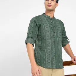 indus route by Pantaloons Men Geometric Printed Sequinned Pathani Kurta-picture-25