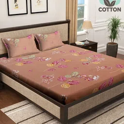 Myntra Elegant Homes Pink & White Floral 400 TC King Bedsheet with 2 Pillow Covers-picture-45